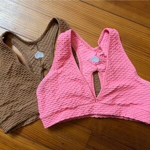 Pink and tan Booty by Brabants croco bra